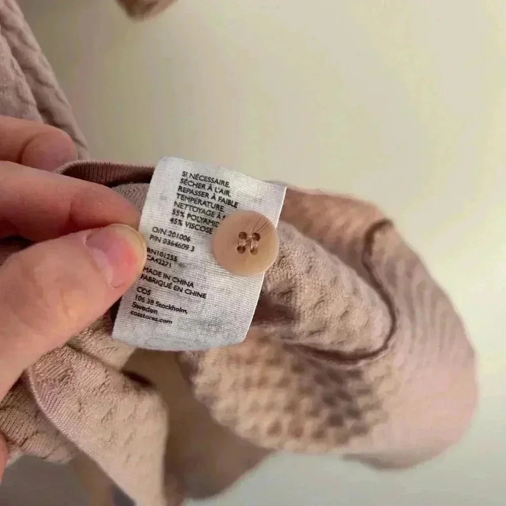 Cos Textured Dot Flowy Button Down Knit Crew Neck… - image 8